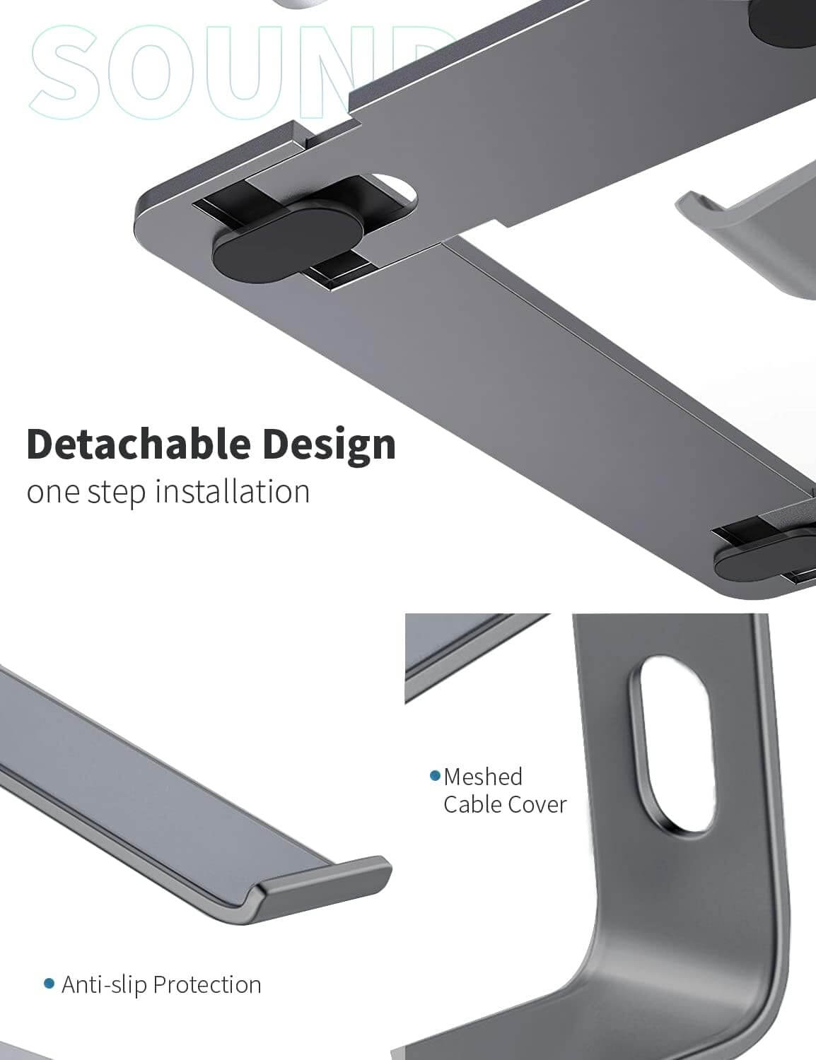 Soundance Aluminum Laptop Stand for Desk Compatible with Mac MacBook Pro Air Apple Notebook Portable Holder Ergonomic