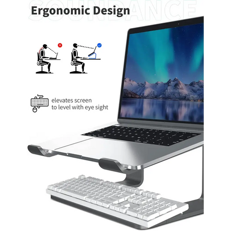 Soundance Aluminum Laptop Stand for Desk Compatible with Mac MacBook Pro Air Apple Notebook Portable Holder Ergonomic