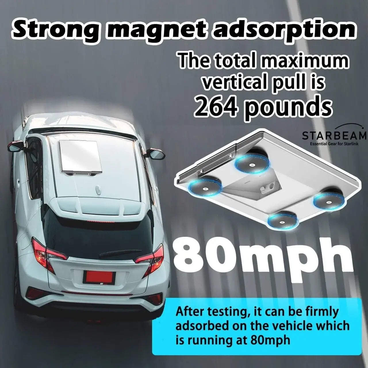 STARBEAM Starlink Mini Protective Vehicle Mount with Magnetic Feet
