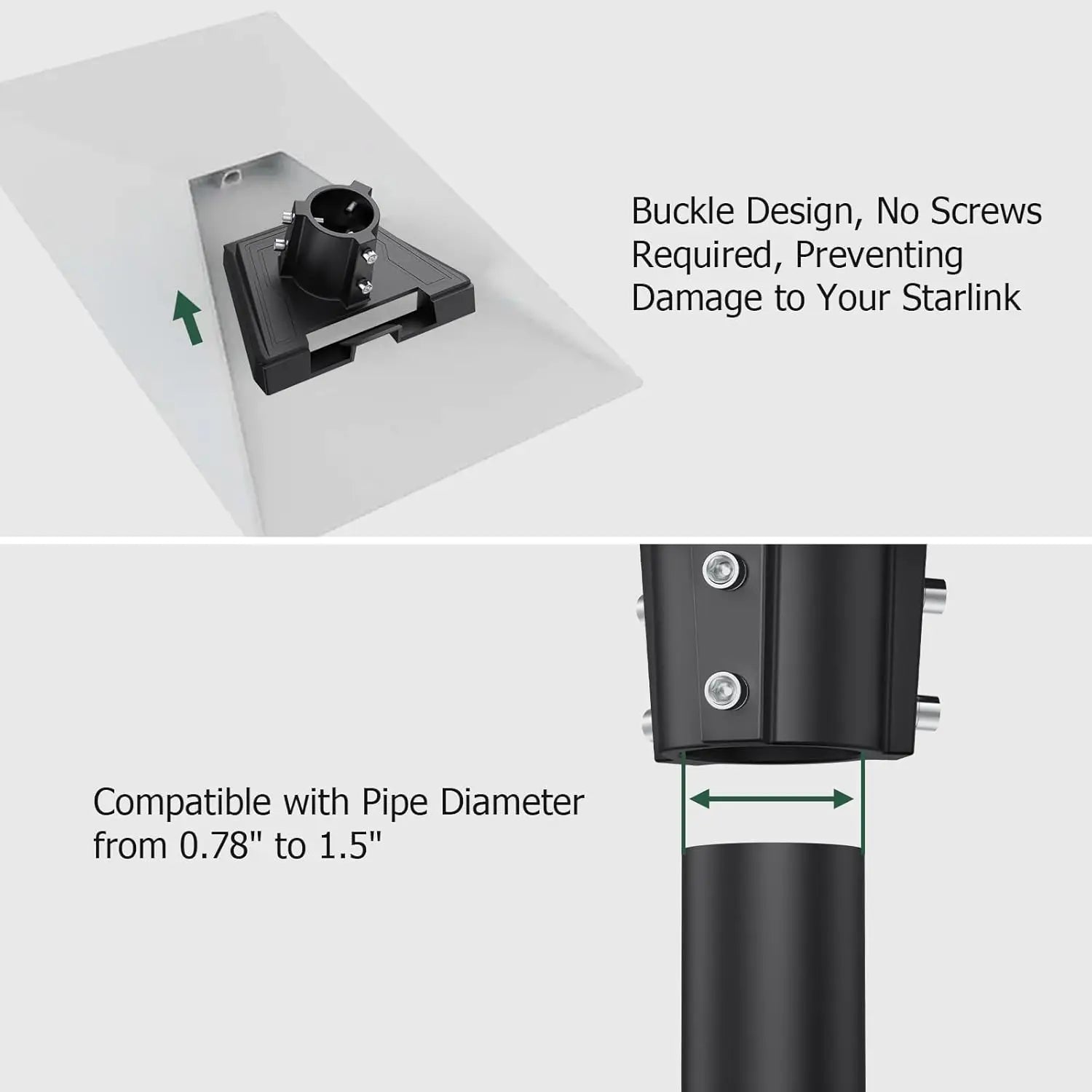 Starlink Gen 3 Pipe Adapter Mounting Kit Accessories Pole Mount Compatible with STARLINK Standard Dish V3 Kickstand