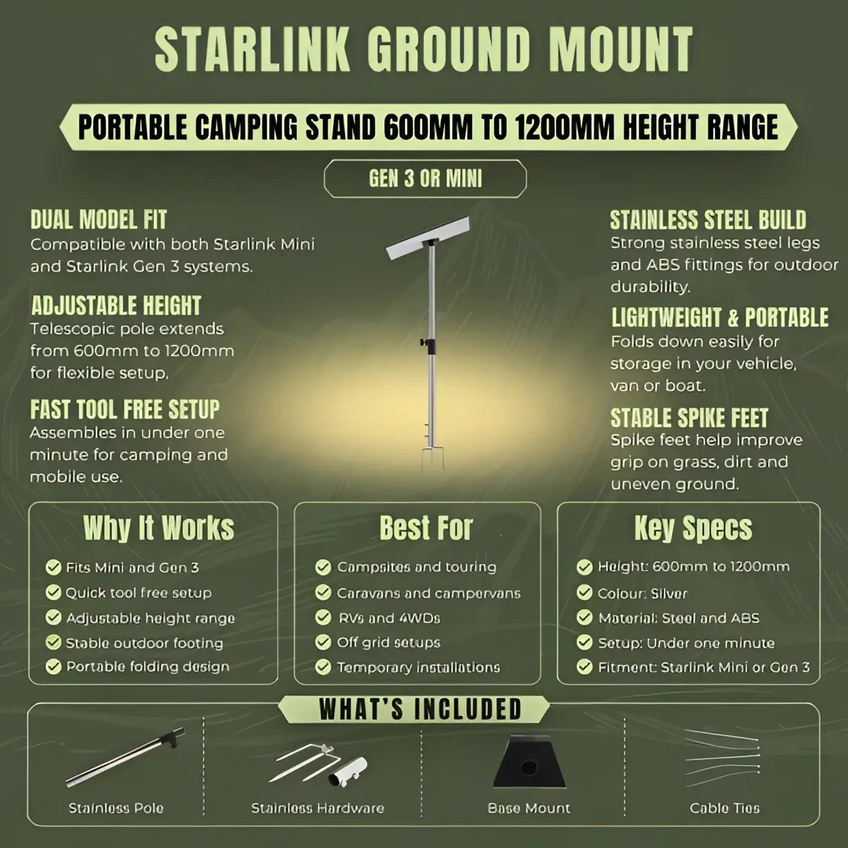 Starlink Ground Mount Camping Stand Gen3/4