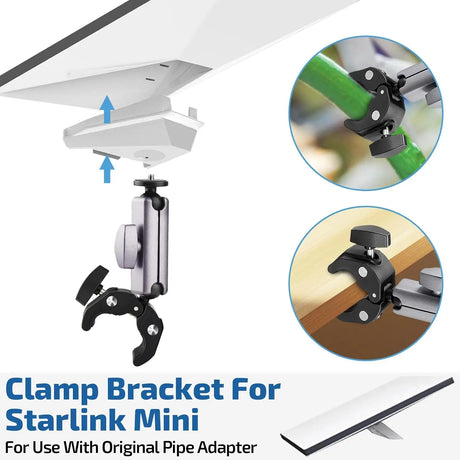 Starlink Mini Mount - Adjustable Clamp Accessories for Dish Fits 2.2–5CM Poles Ideal RV Ladders Roof Racks Vans Boats
