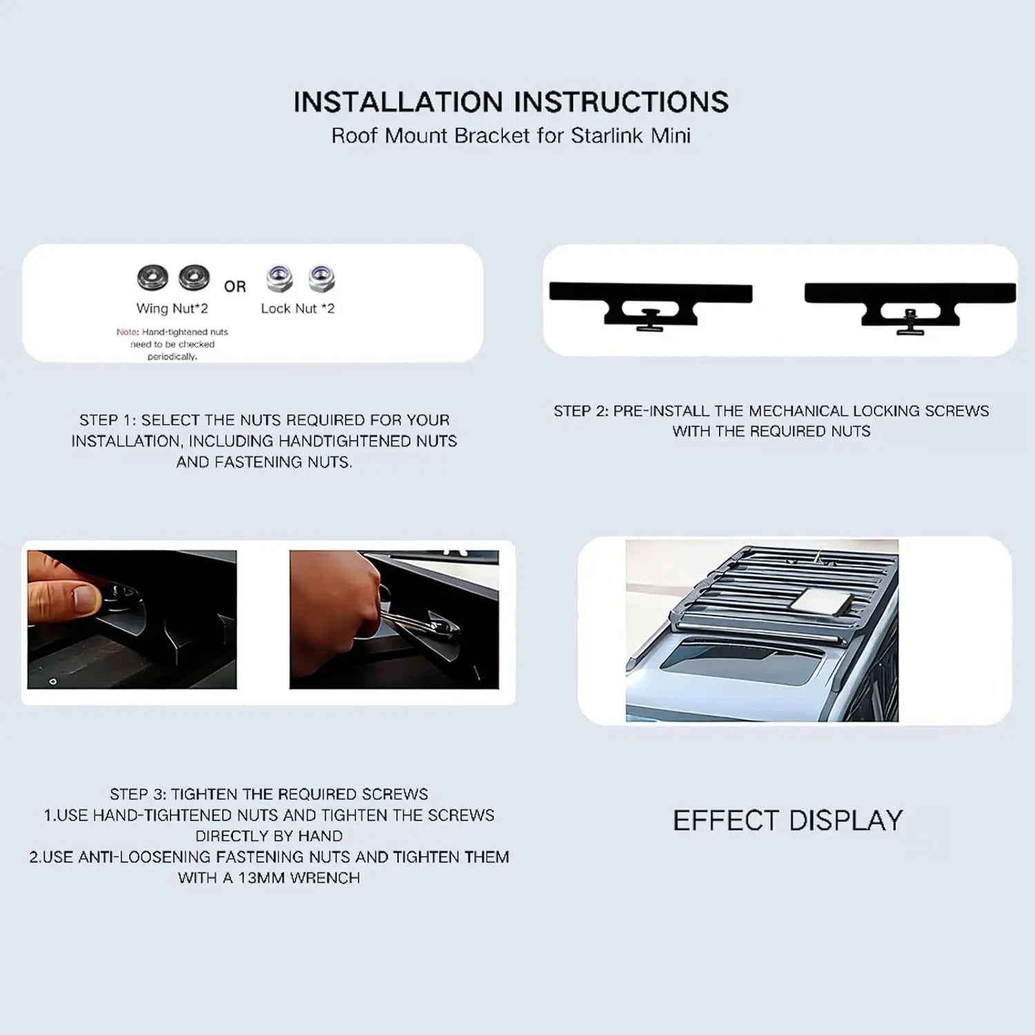 Starlink Mini Roof Rack Mount for ABS,Universal Quick-Release Bracker All-Terrain Vehicles,RVs,Boats,SUV & Off-Road
