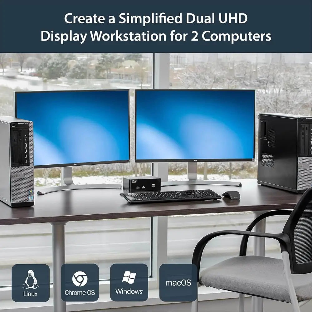 StarTech DisplayPort KVM Switch - 2 Port - Dual-Display - 4k 60hz - USB Hub - Audio and Microphone