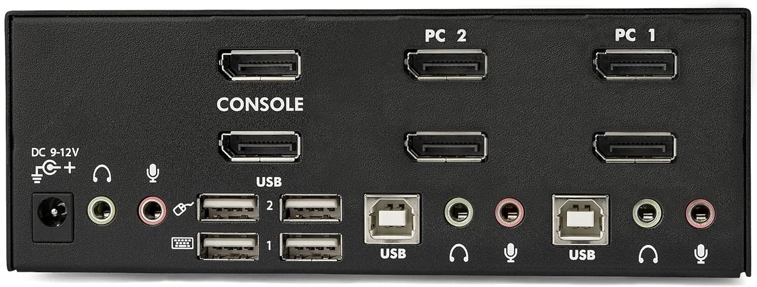 StarTech DisplayPort KVM Switch - 2 Port - Dual-Display - 4k 60hz - USB Hub - Audio and Microphoneconsumables