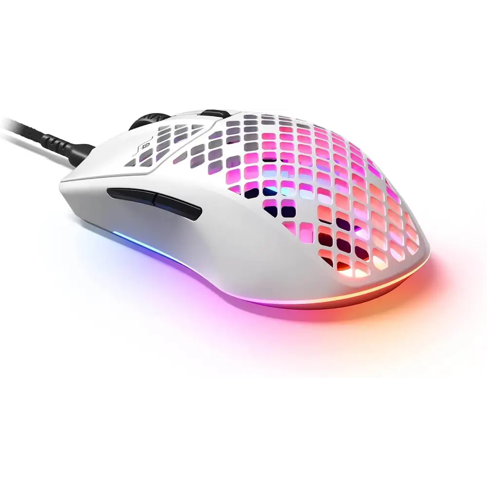 SteelSeries Aerox 3 Snow 6-Button 59g Gaming Mouse - IP54 Water Resistant - 18K CPI Optical Sensor - Prism 3-Zone RGB