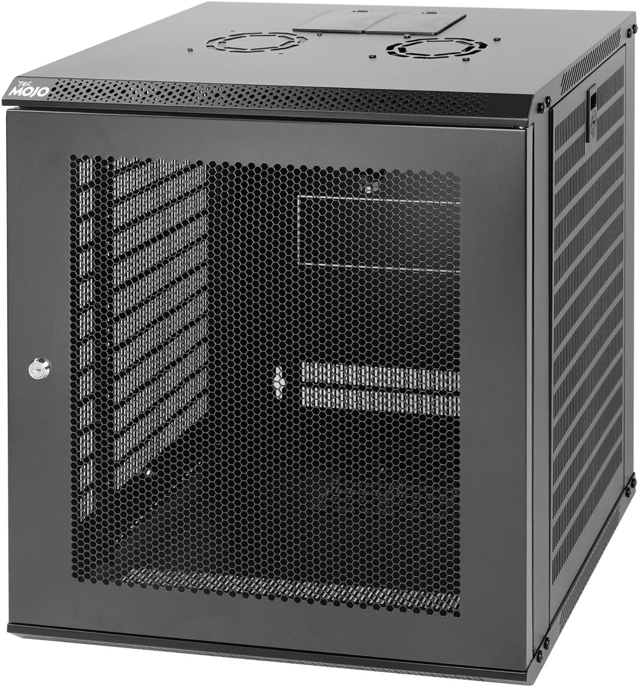 Tecmojo 12U Wall Mount Network Cabinet Data Server Rack Enclosure with Lockable Mesh Door and Side Panels 50 kg /110