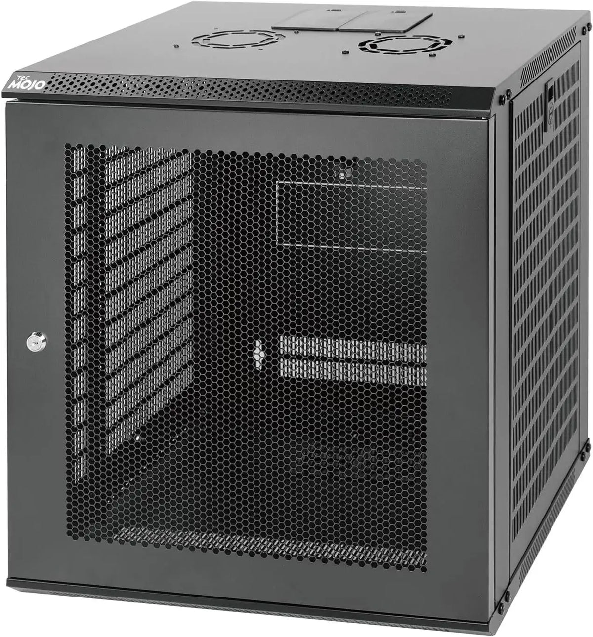 Tecmojo 12U Wall Mount Network Cabinet Data Server Rack Enclosure with Lockable Mesh Door and Side Panels 50 kg /110