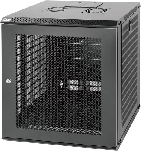 Tecmojo 12U Wall Mount Network Cabinet Data Server Rack Enclosure with Lockable Mesh Door and Side Panels 50 kg /110
