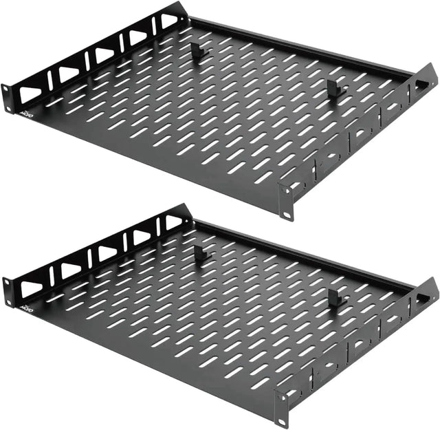 Tecmojo 1U Rack Shelf Mount with Anti-Slip Stops-355.6 mm Deep Vented Cantilever Tray for 19 inch Server Racks &