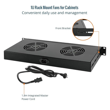 Tecmojo 1U Server Rack Mount Cooling Fans System Exhaust Airflow with 2 for 19 inch Cabinet Home Theater