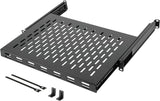 Tecmojo 1U Sliding Rack Shelf with 350mm Deep 4-Post Vented Server Mount Adjustable Range of 350-500mm Support to 50kg