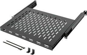 Tecmojo 1U Sliding Rack Shelf with 350mm Deep 4-Post Vented Server Mount Adjustable Range of 350-500mm Support to 50kg