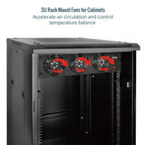 Tecmojo 3U Server Rack Mount Cooling Fan Panels with 3 Fans System Exhaust Airflow for 19 inch Cabinet Vertical Assemble