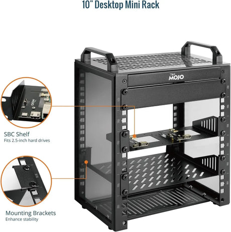 Tecmojo 6U Server Rack 10 inch Wide 200mm Deep Desktop with Shelf Micro HDMl to HDMI Adapter Board 60 kg /132 lbs Max