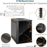 Tecmojo 9U Server Cabinet Wall Mount 10 inch 330mm Depth Network with Rack Shelf Brush Panels Cable Organizer for Small