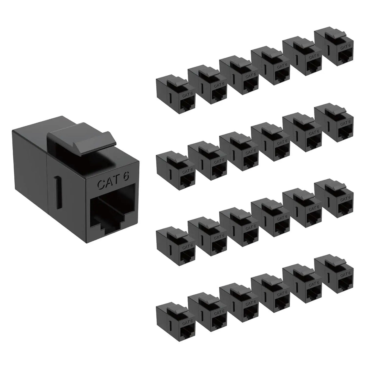Tecmojo Cat6 RJ45 Keystone Coupler 25 Pack 1Gbps Jack 90 Degree Punch Down Ethernet Inline Connector for Wall Plate &