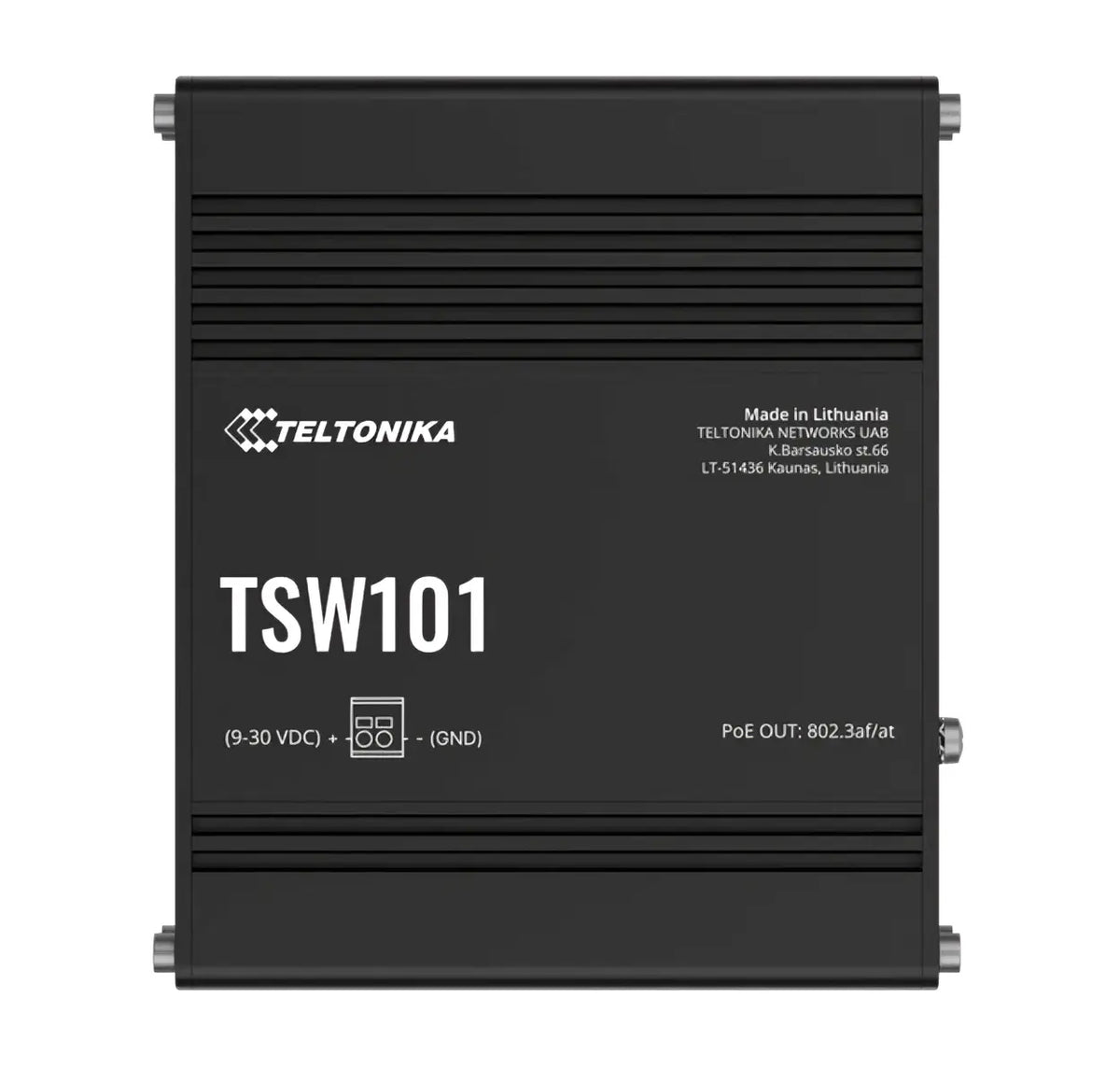 Teltonika TSW101 Automotive POE+ Switch 4x PoE Ports 5 x Gigabit Ethernet with speeds of up to 1000 Mbps PSU excluded
