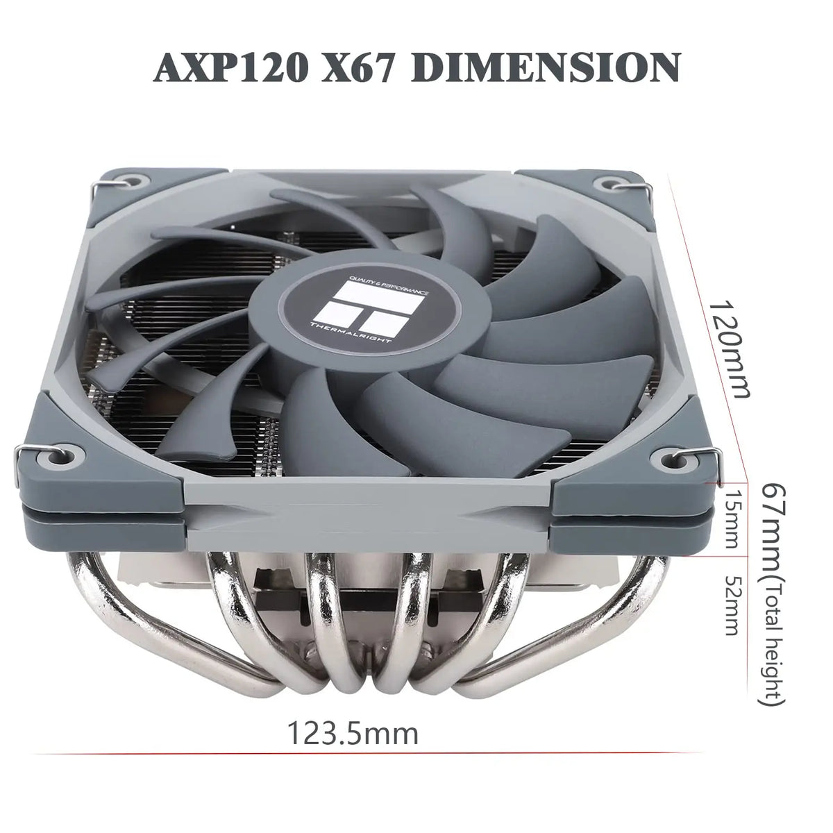 Thermalright AXP120-X67 Low Profile CPU Air Cooler with Quite 120mm TL-C12015 PWM Fan 6 Heat Pipes Heatsink Cooling