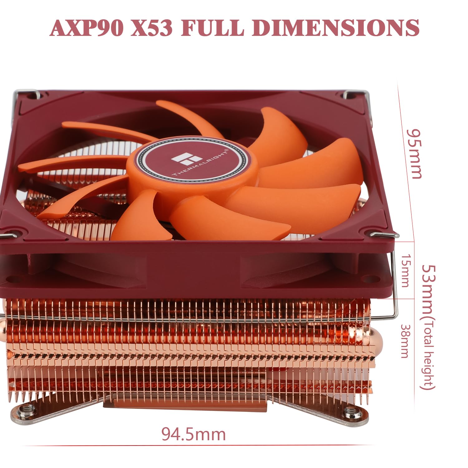 Thermalright AXP90-X53 Full Low Profile CPU Cooler ITX with 92mm TL-9015R Slim PWM Fan AGHP Technology 53mm Height,for