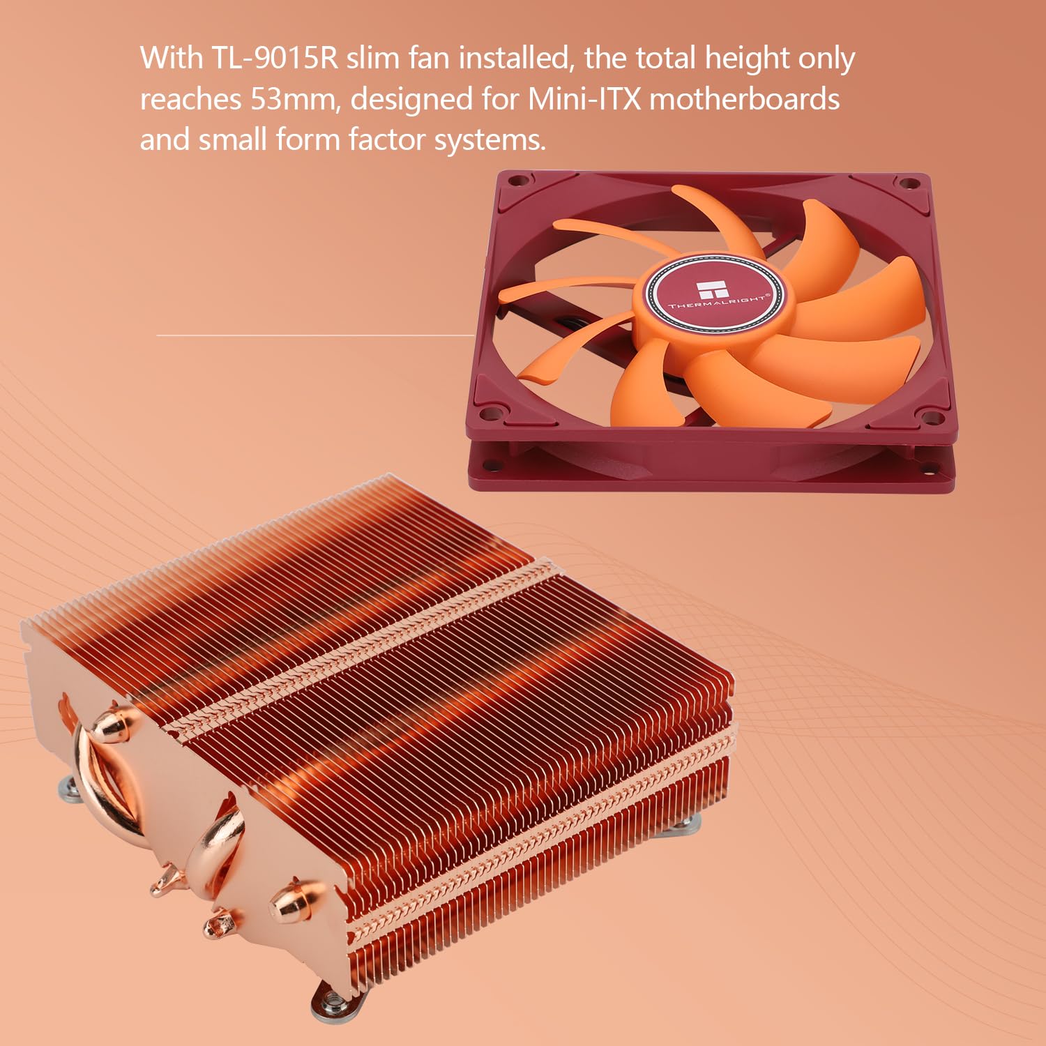 Thermalright AXP90-X53 Full Low Profile CPU Cooler ITX with 92mm TL-9015R Slim PWM Fan AGHP Technology 53mm Height,for