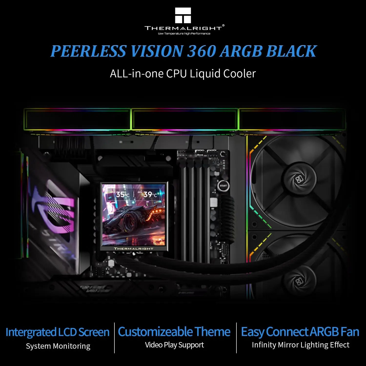 Thermalright Peerless Vision 360 ARGB Black CPU Liquid Cooler-2000RPM