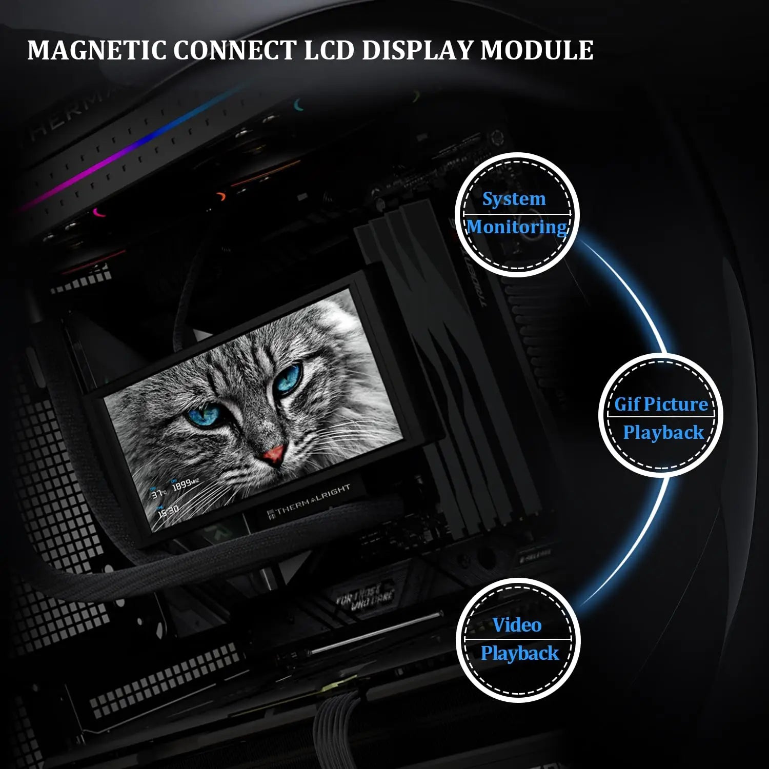 Thermalright Trofeo Vision 360 ARGB Black CPU Liquid Cooler,for AM4/AM5,Intel LGA1851/1700,6.86-inch Full Colour LCD