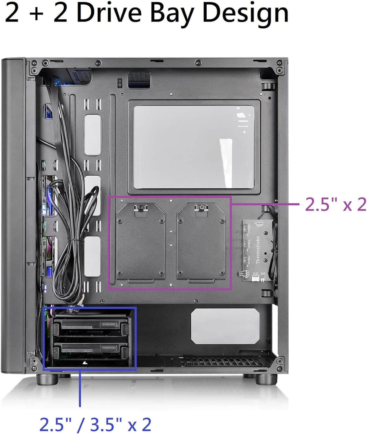 Thermaltake V250 Motherboard Sync ARGB ATX Mid-Tower Chassis with 3 120mm 5V Addressable RGB Fan + 1 Black 120mm Rear