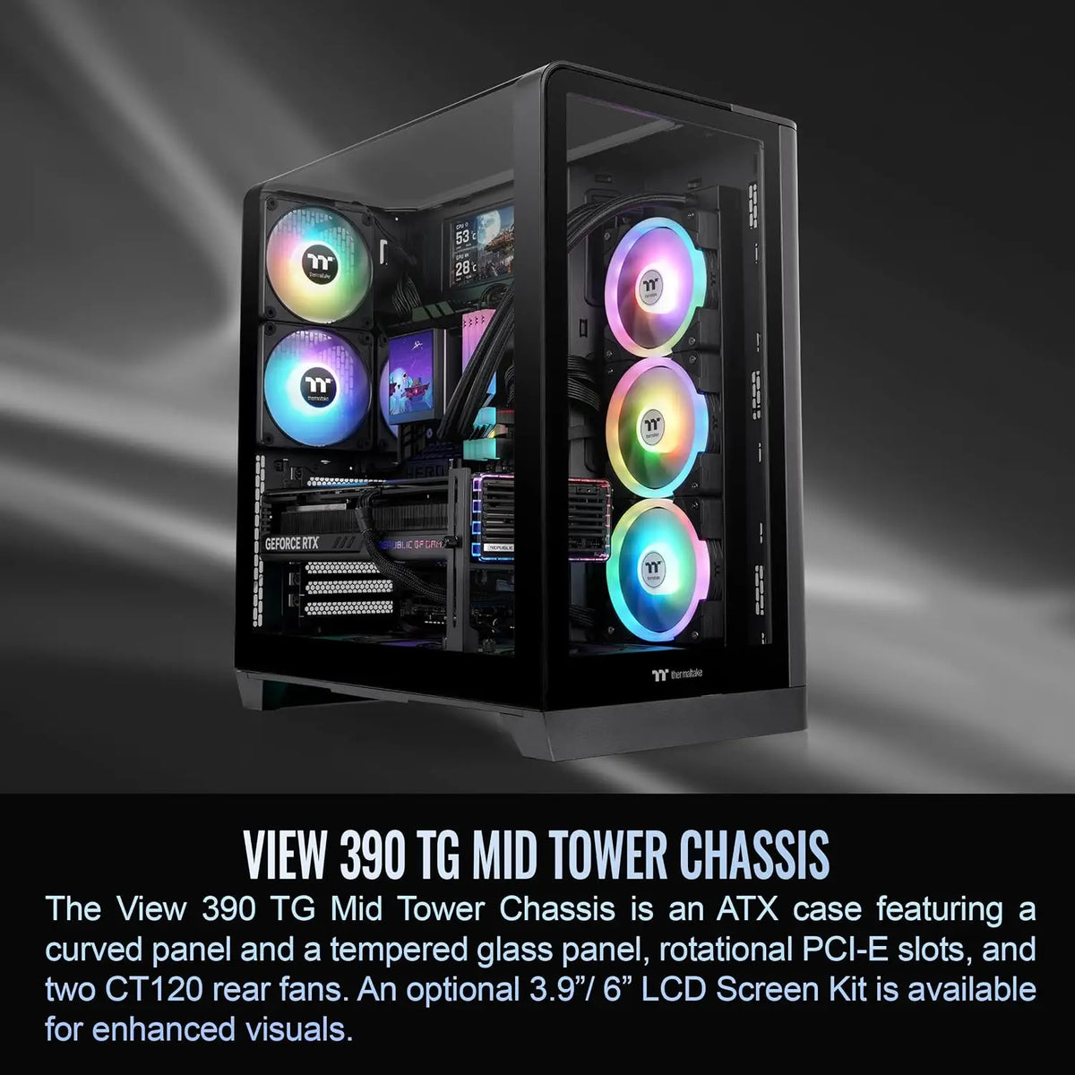 Thermaltake View 390 Curved Tempered Glass Mid Tower Case Black Edition