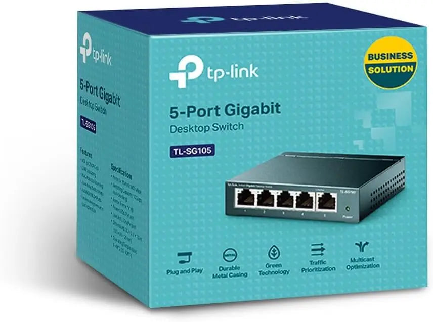 TP-Link 5-Port Gigabit Desktop Unmanaged Ethernet Switch Network Expansion RJ45 Ports Auto-MDI/MDIX Plug & Play Metal