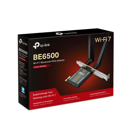 TP-Link Archer TBE400E BE6500 Wi-Fi 7 Bluetooth 5.4 PCIe Adapter 6GHz@2882 Mbps 5GHz@2882 2.4GHz@688 (wifi7) (NIC)