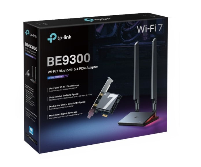 TP-Link Archer TBE550E BE9300 Wi-Fi 7 Bluetooth 5.4 PCIe Adapter 6GHz@5760 Mbps 5GHz@2880 Mbps 2.4GHz@688 Mbps (wifi7)