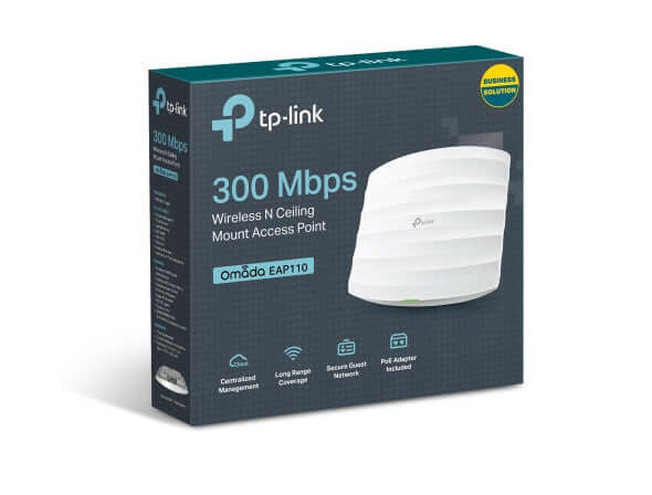 TP-Link EAP110 300Mbps Wireless N300 Ceiling Mount Access Point 1x1Gbps RJ45 PoE 1x Console Port 2x4dBi Omni Internal Antenna,Omada