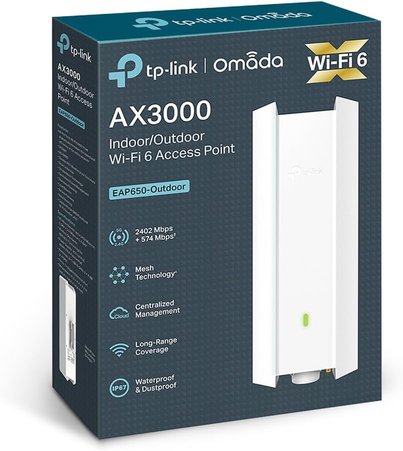 TP-Link Omada AX3000 Indoor/Outdoor Wi-Fi 6 Access Point Wireless Seamless Roaming Long-Range Coverage Mesh IP67 6KV