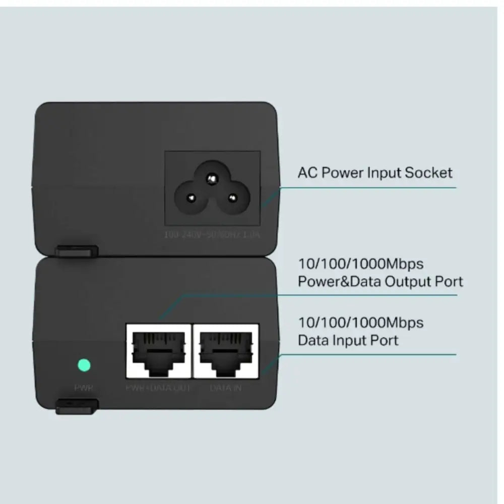 TP-Link TL-POE160S Omada PoE+ Injector 2 Gigabit Ports 802.3af/at Integrated Supply Wall Mountable Plug & Play