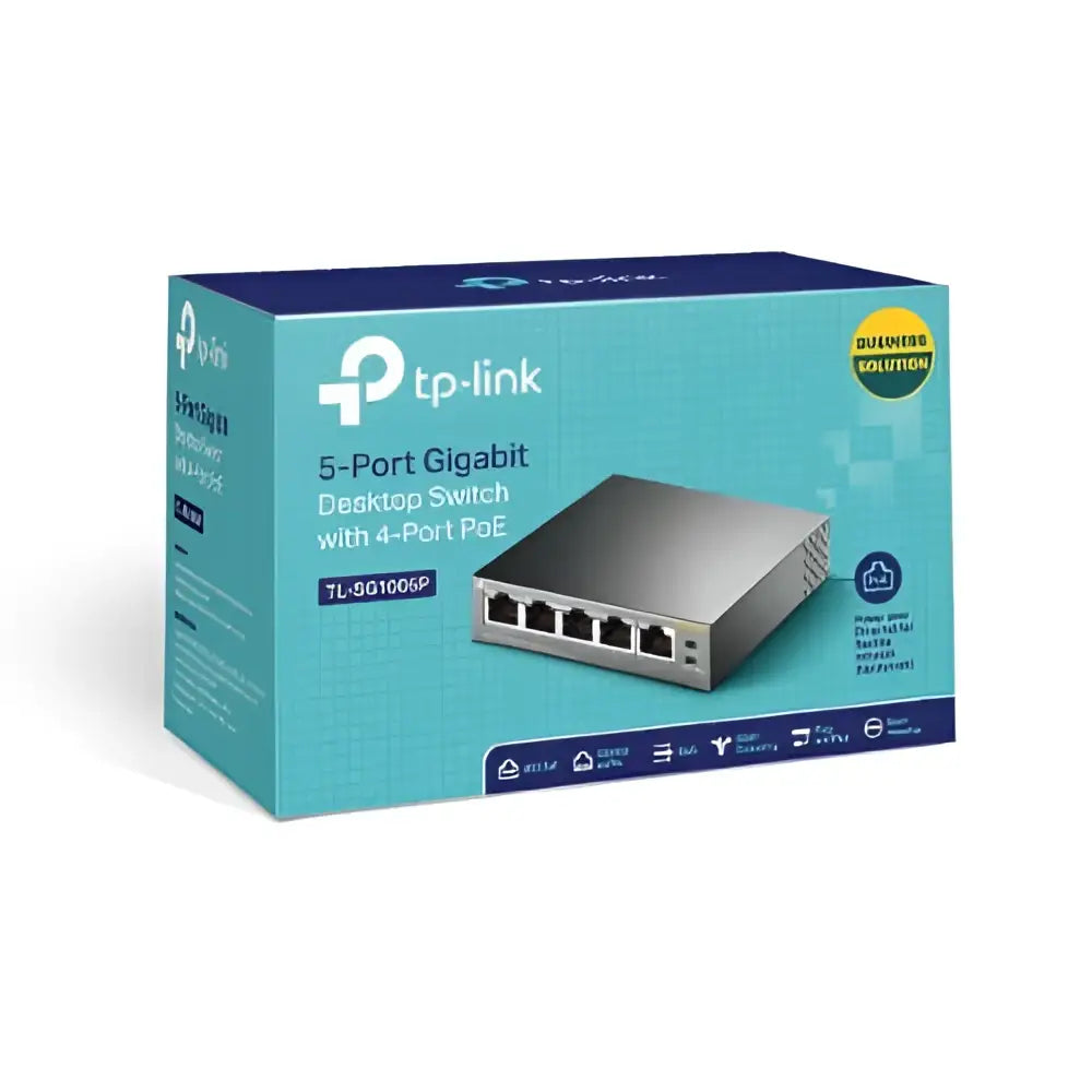TP-Link TL-SG1005P 5-Port Gigabit Desktop Switch with 4-Port PoE 5 RJ45 ports including 4 56W supply steel case