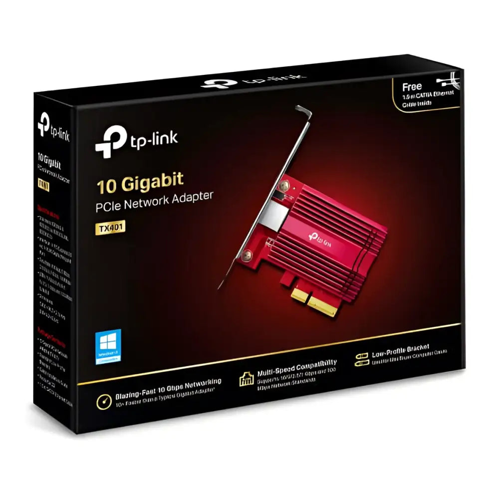 TP-Link TX401 10G 10 Gigabit PCI-E Express Network Adapter Low-Profile & Full-Height Brackets 1× PCI 3.0 x4 RJ45