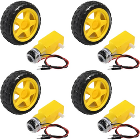 TT Motor DC 3-6V Gearbox Dual Shaft 200RPM Ratio 1:48 with Tire Wheel Kit for DIY Smart Car Robot SET OF 4