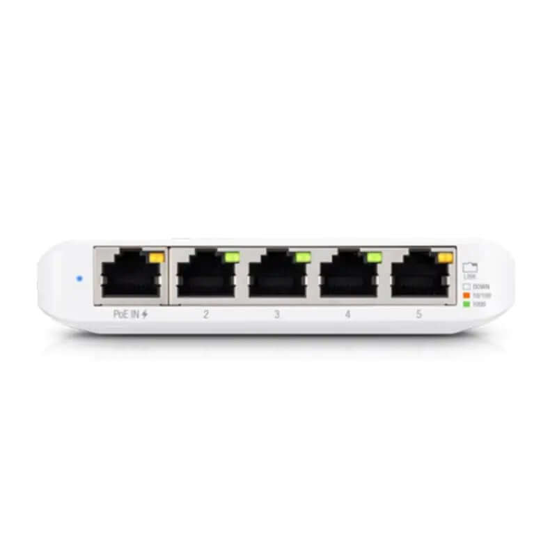 Ubiquiti USW Flex Mini, UniFi, Layer 2 Gigabit Switch, 5x GbE RJ45 Ports, Power Via PoE (802.3af) / USB Type-C 5V 1A