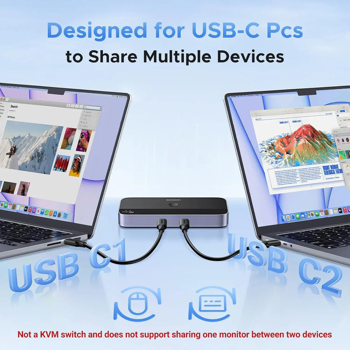 UGREEN 10Gbps USB-C Switch for 2 Computers 4-Port USB 3.2 Switcher