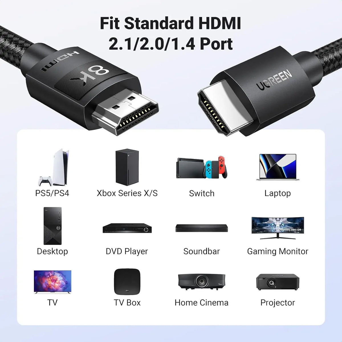 UGREEN 10K 8K@60Hz Certified HDMI 2.1 Cable 2M Ultra Speed 4K 240Hz