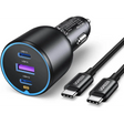 UGREEN 130W USB C Car Charger 3 Port PD3.0/QC4.0/PPS 45W with LED Light Compatible MacBook iPad iPhone 16 15 14 Galaxy