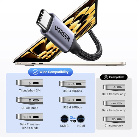 UGREEN 4K@60Hz USB C to HDMI Cable 2M Type Thunderbolt 4/3 Video Adapter for Home Office Compatible with iPhone 17 Pro