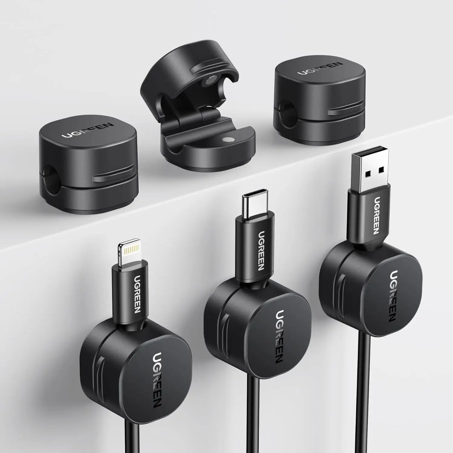 UGREEN 6 Pack Magnetic Cable Clip Strong Adhesive Management to Keep Phone Charging Cables Computer Cords and Home