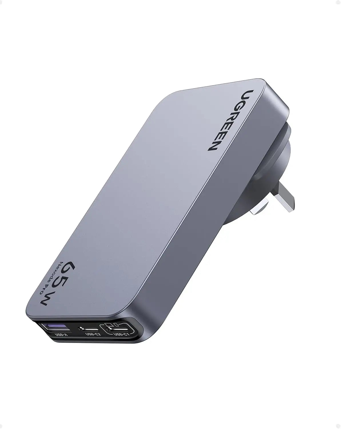 UGREEN 65W Travel Charger Ultra-Slim USB C Nexode Pro 3-Port GaN Adapter with US/UK/EU/AU Plug for iPhone 17 Max