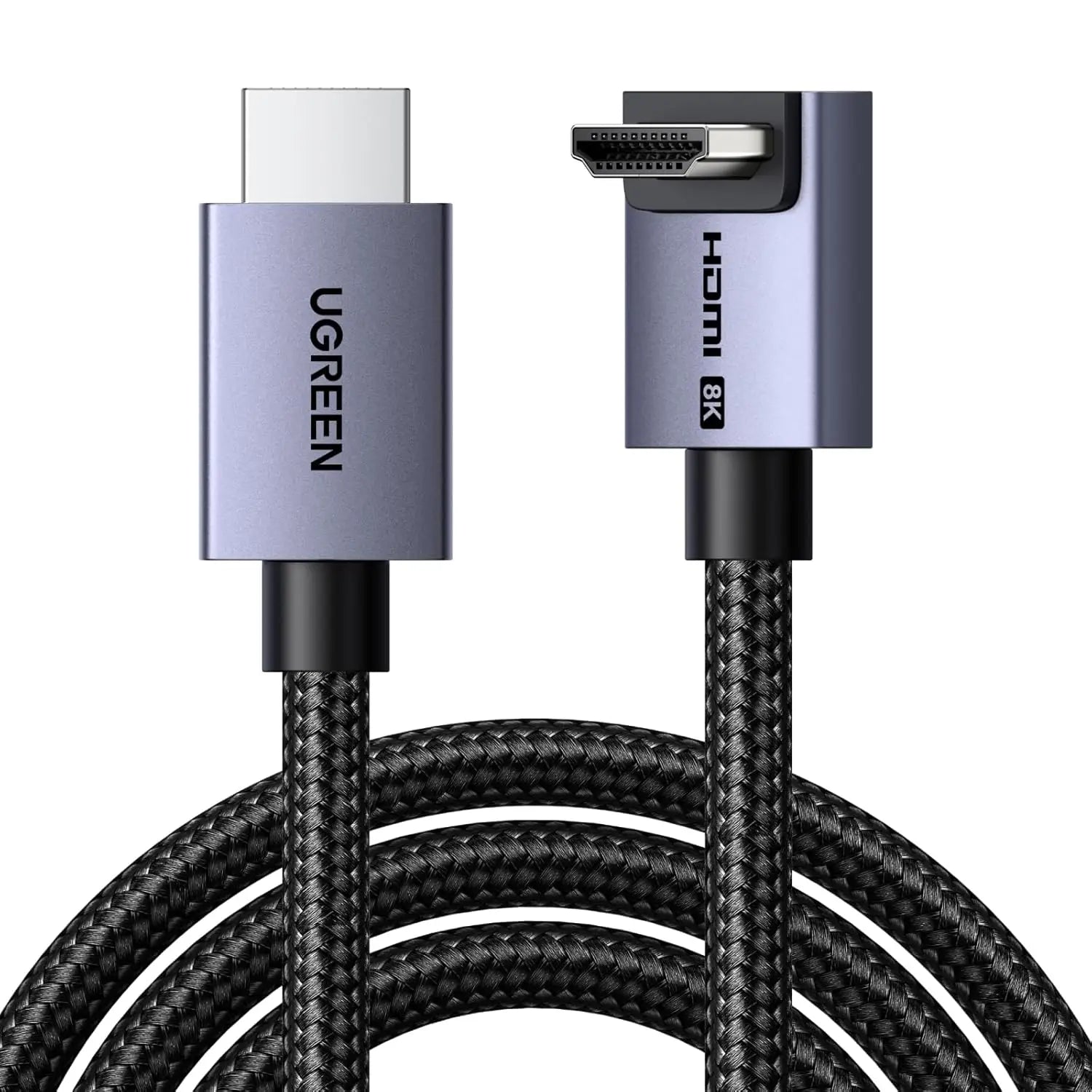 UGREEN 8K 10K HDMI Cable 90 Degree 1M 48Gbps Ultra High Speed Right Angle 2.1 Braided Cord 4K@240Hz 8K@60Hz HDCP