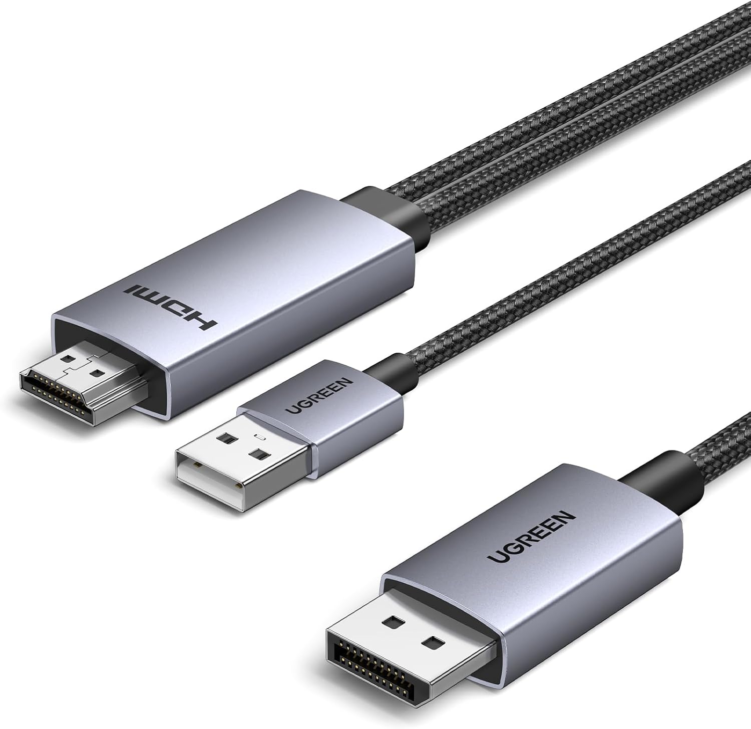 UGREEN Active HDMI to DisplayPort Male Unidirectional Cable with USB Powered 4K@60Hz 1080P@120Hz DP Display HDR Dolby