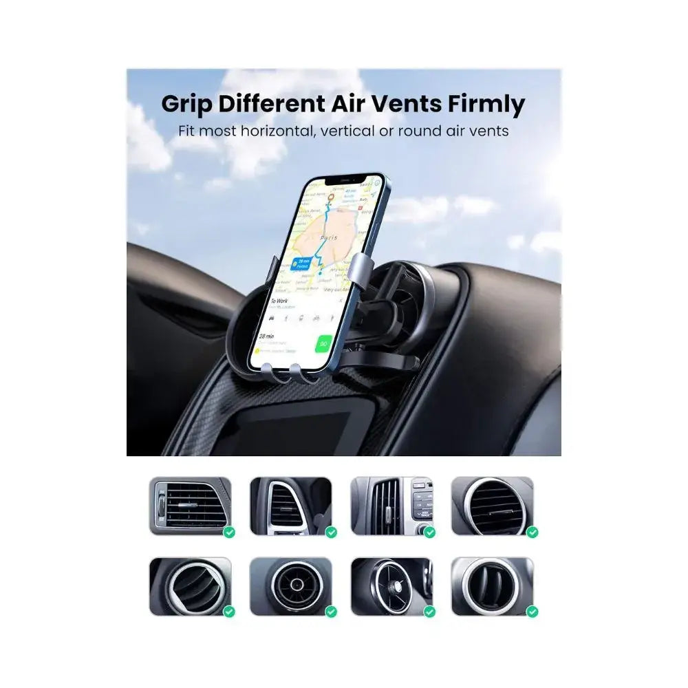 UGREEN Car Phone Gravity Holder Round Vents Rotates Vertical Horizontal Fits 4.7-7-Inch