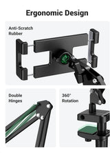 UGREEN Gooseneck Tablet Holder Long Aluminum Arm Adjustable Phone Stand Sturdy Clamp Flexible Mount for Bed Compatible