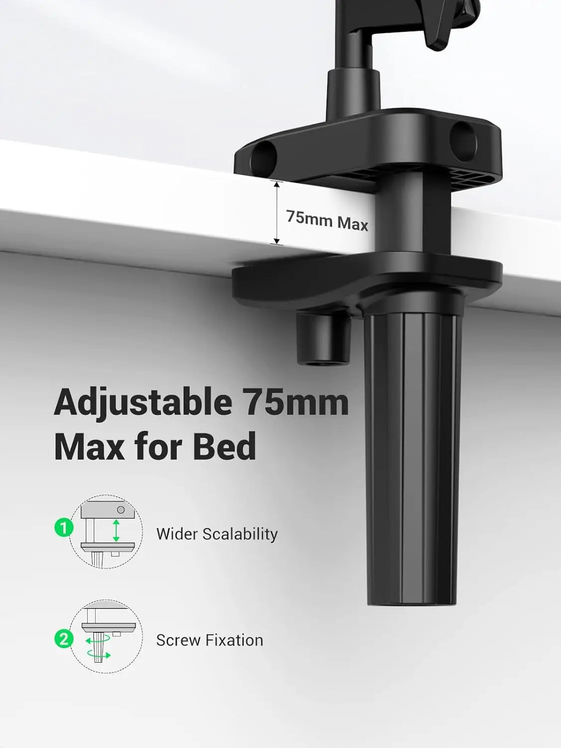 UGREEN Gooseneck Tablet Holder Long Aluminum Arm Adjustable Phone Stand Sturdy Clamp Flexible Mount for Bed Compatible